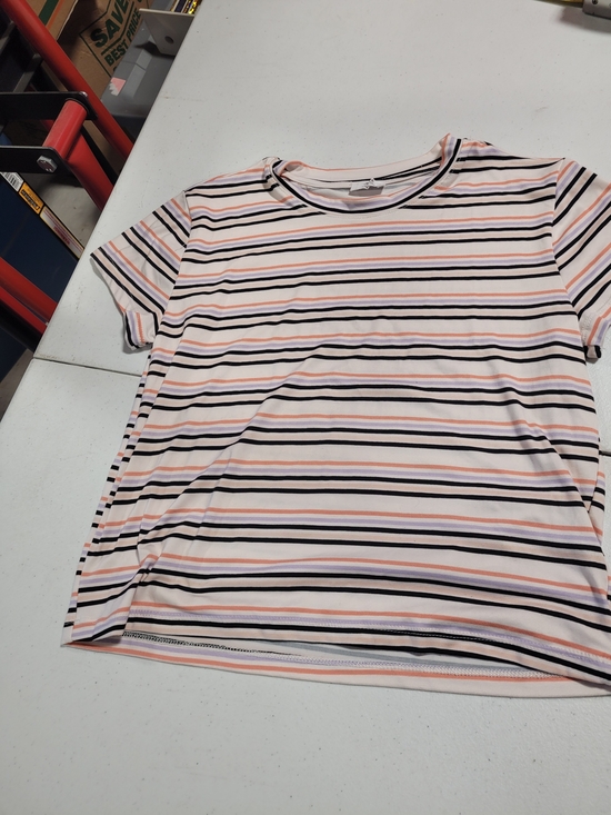 Ardene Other - Ardene Peach, Black & White Striped Short-Sleeve Tee